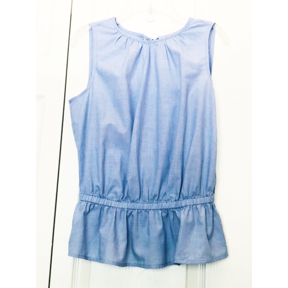 Treasure & Bond SL Cotton Blue Top with Peplum Elastic Waistband